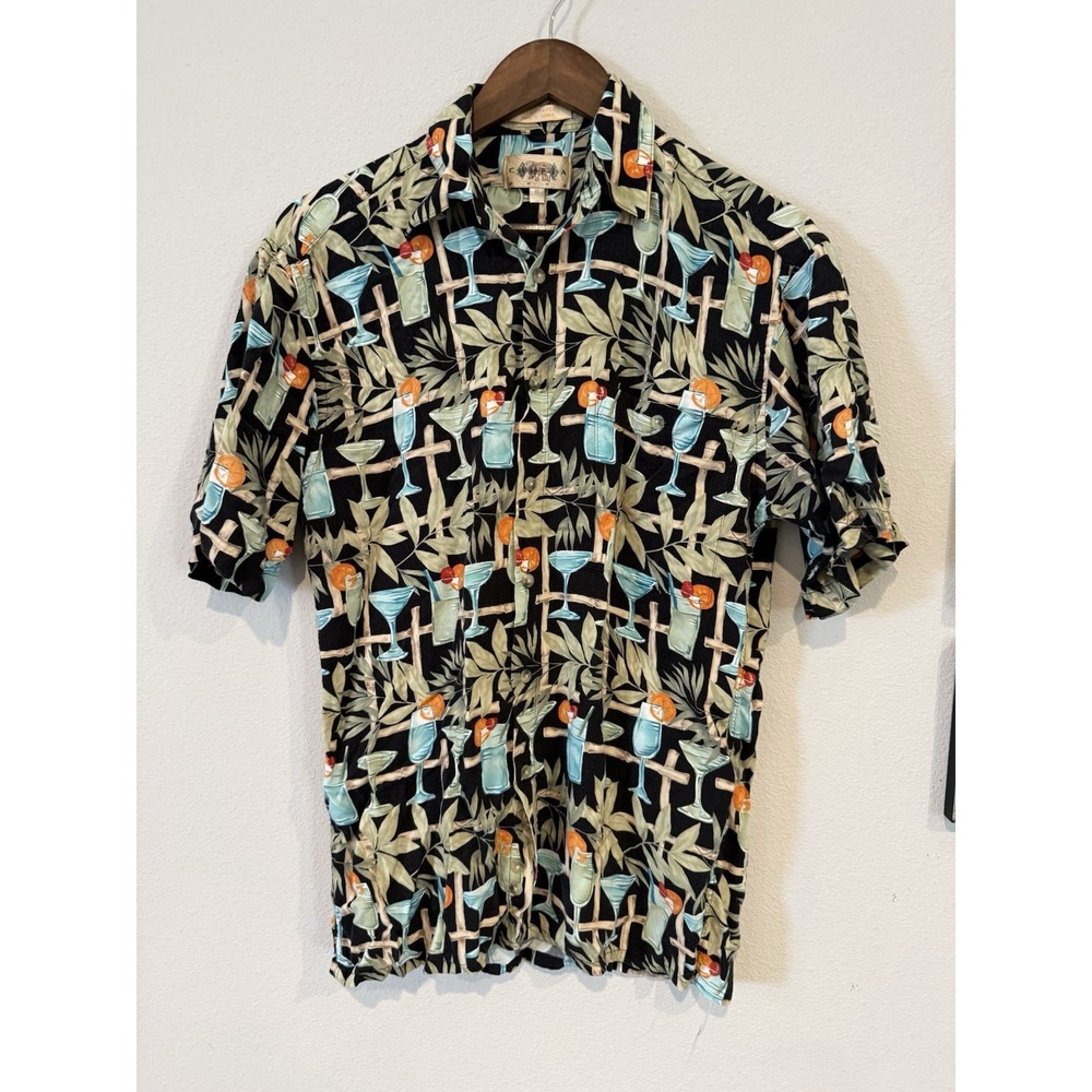 Campia Moda Hawaiian Shirt Men's Small Cocktail Drinks Tropical Aloha Button Up